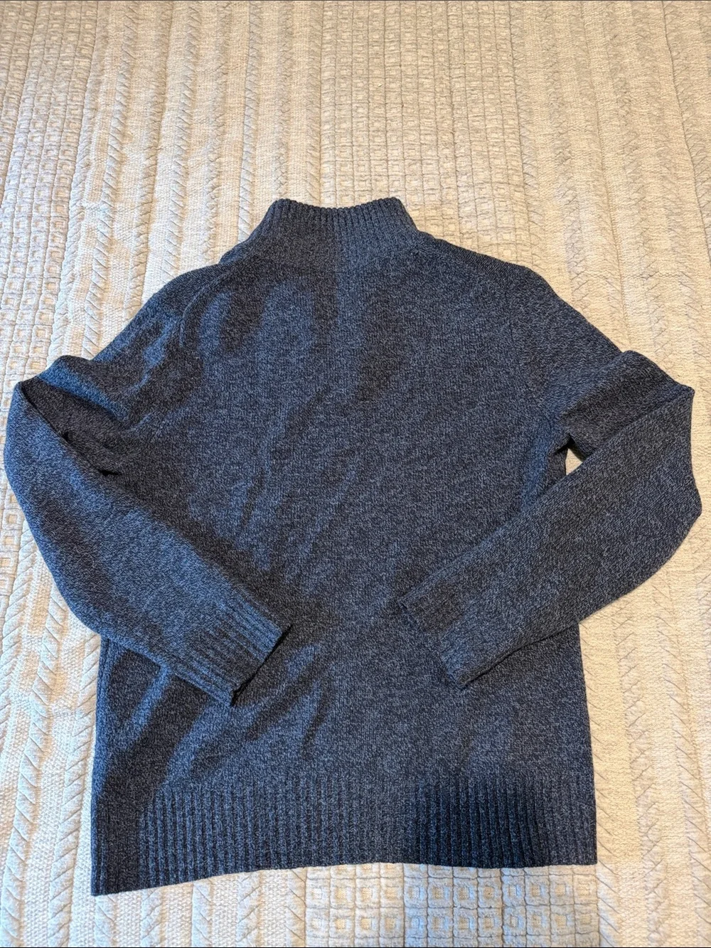 J. Crew Men's Heathered Charcoal Blue Half-Zip Sweater